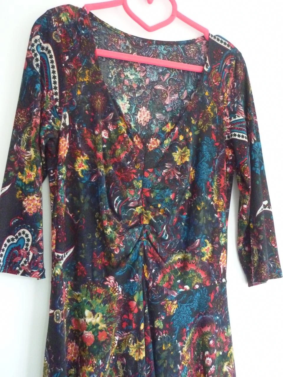 Vestido con motivo turquesa oscuro con mangas 3/4 Talla 38 – photo 4